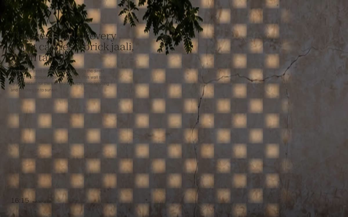 First version: a regular checkerboard of light and shade across the whole wall